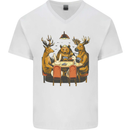 Animals Funny Wildlife Poker Game Cards Mens V-Neck Cotton T-Shirt White