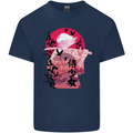 Anime Samurai Woman With Sword Mens Cotton T-Shirt Tee Top Navy Blue