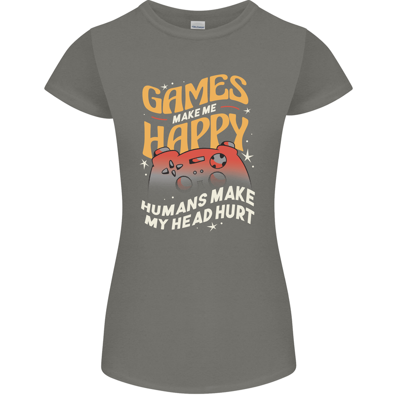 Antisocial Gamer Video Gaming Joypad Womens Petite Cut T-Shirt Charcoal