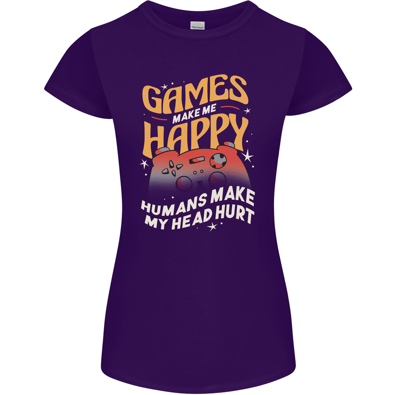 Antisocial Gamer Video Gaming Joypad Womens Petite Cut T-Shirt Purple