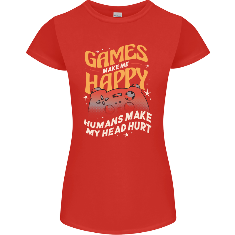 Antisocial Gamer Video Gaming Joypad Womens Petite Cut T-Shirt Red