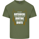 Antisocial I Prefer to Go Hunting Hunter Mens Cotton T-Shirt Tee Top Military Green