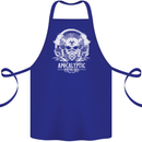 Apocalyptic Survival Skill Skull Gaming Cotton Apron 100% Organic Royal Blue