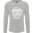 Apocalyptic Survival Skill Skull Gaming Mens Long Sleeve T-Shirt Sports Grey