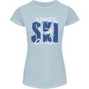 Apres Ski Queen Skiing Winter Sports Womens Petite Cut T-Shirt Light Blue