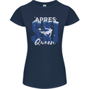 Apres Ski Queen Skiing Winter Sports Womens Petite Cut T-Shirt Navy Blue