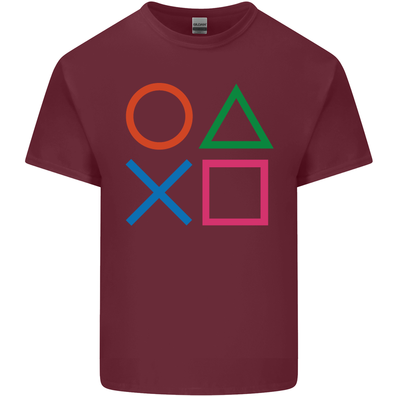 Arcade Game Console Buttons Gaming Gamer Mens Cotton T-Shirt Tee Top Maroon
