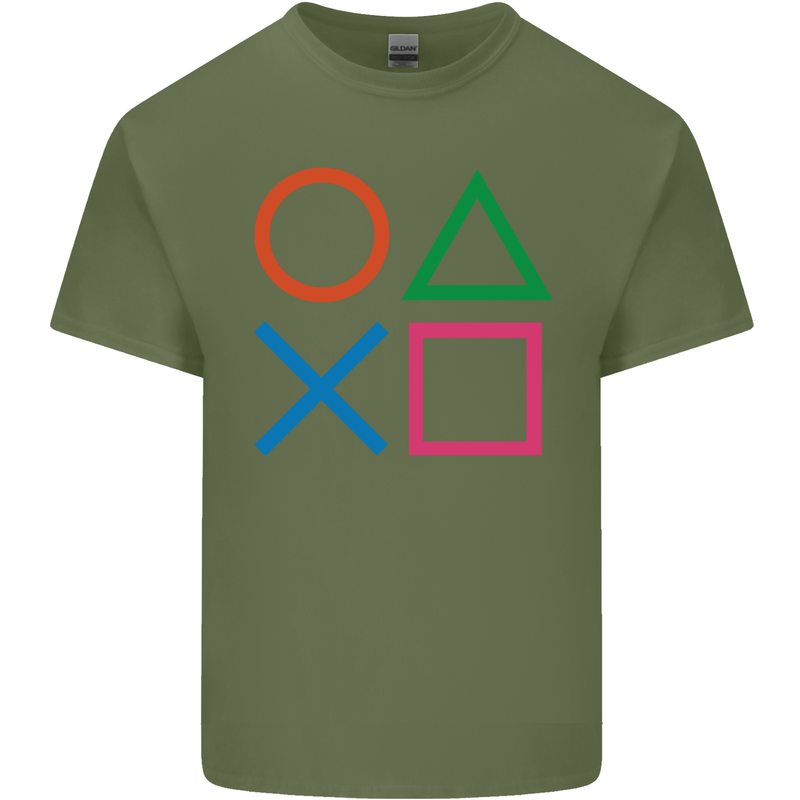 Arcade Game Console Buttons Gaming Gamer Mens Cotton T-Shirt Tee Top Military Green