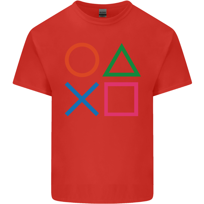 Arcade Game Console Buttons Gaming Gamer Mens Cotton T-Shirt Tee Top Red