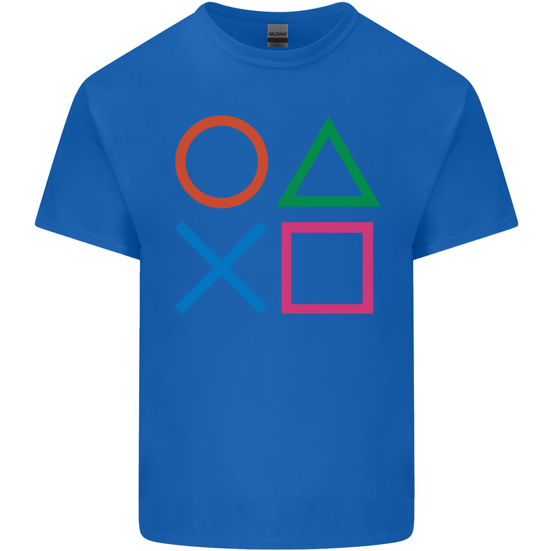 Arcade Game Console Buttons Gaming Gamer Mens Cotton T-Shirt Tee Top Royal Blue