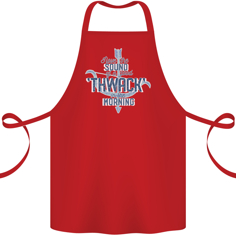 Archery I Love a Good Thwack in the Morning Cotton Apron 100% Organic Red