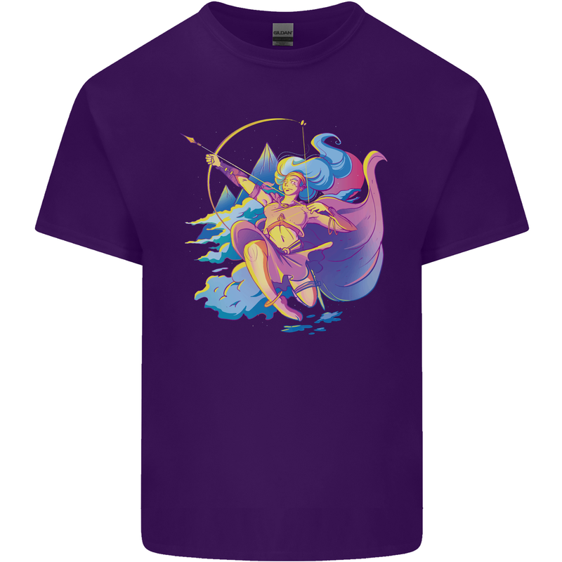 Artemis Greek Goddess of Wild Animals Mens Cotton T-Shirt Tee Top Purple