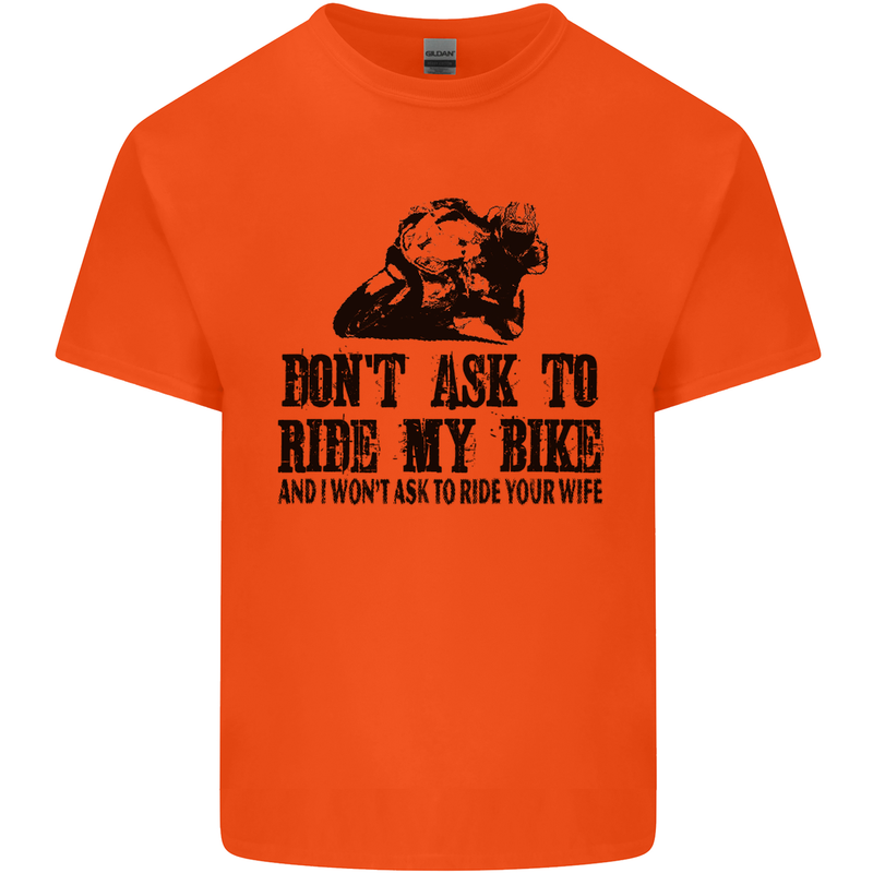 Ask to Ride My Biker Motorbike Motorcycle Mens Cotton T-Shirt Tee Top Orange
