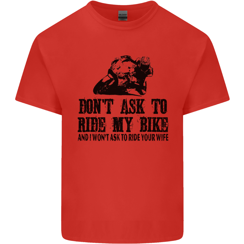 Ask to Ride My Biker Motorbike Motorcycle Mens Cotton T-Shirt Tee Top Red