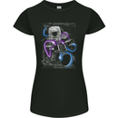 Astronaut Drummer Drumming Drums Womens Petite Cut T-Shirt Black