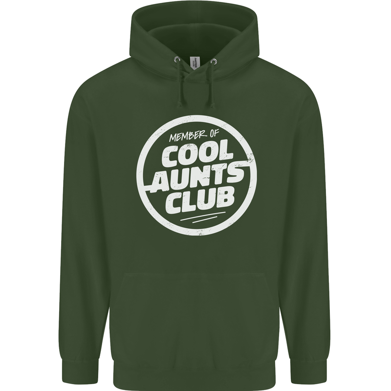 Auntie's Day Member of Cool Aunts Club Mens 80% Cotton Hoodie Forest Green