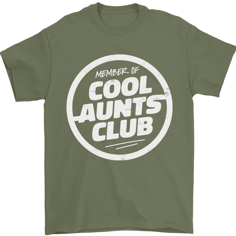 Auntie's Day Member of Cool Aunts Club Mens T-Shirt Cotton Gildan Military Green