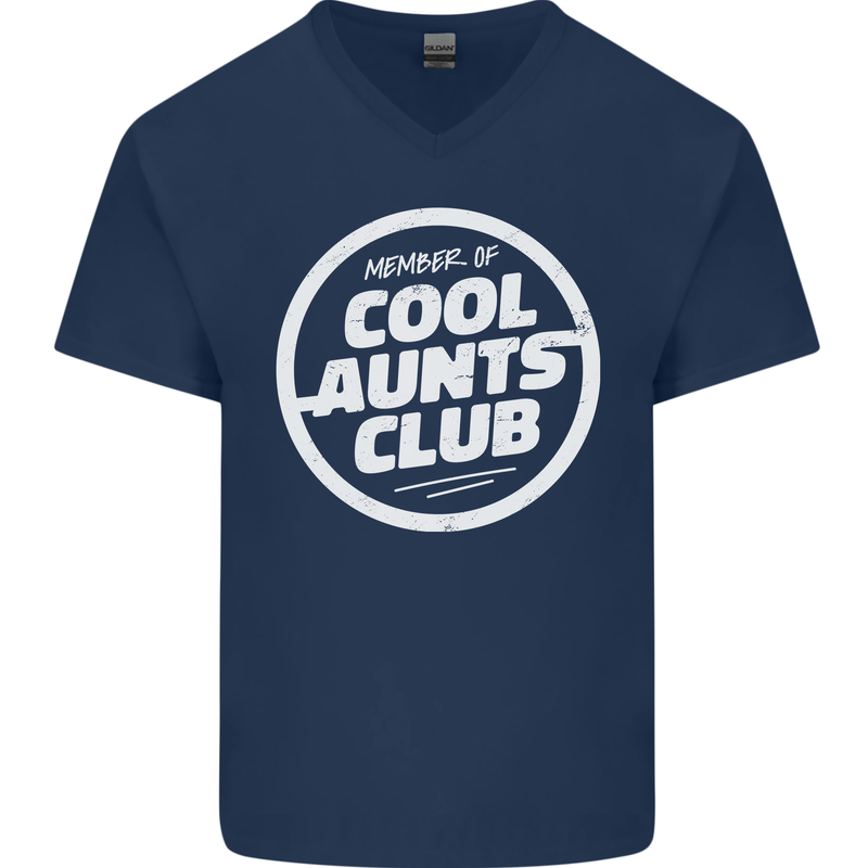 Auntie's Day Member of Cool Aunts Club Mens V-Neck Cotton T-Shirt Navy Blue