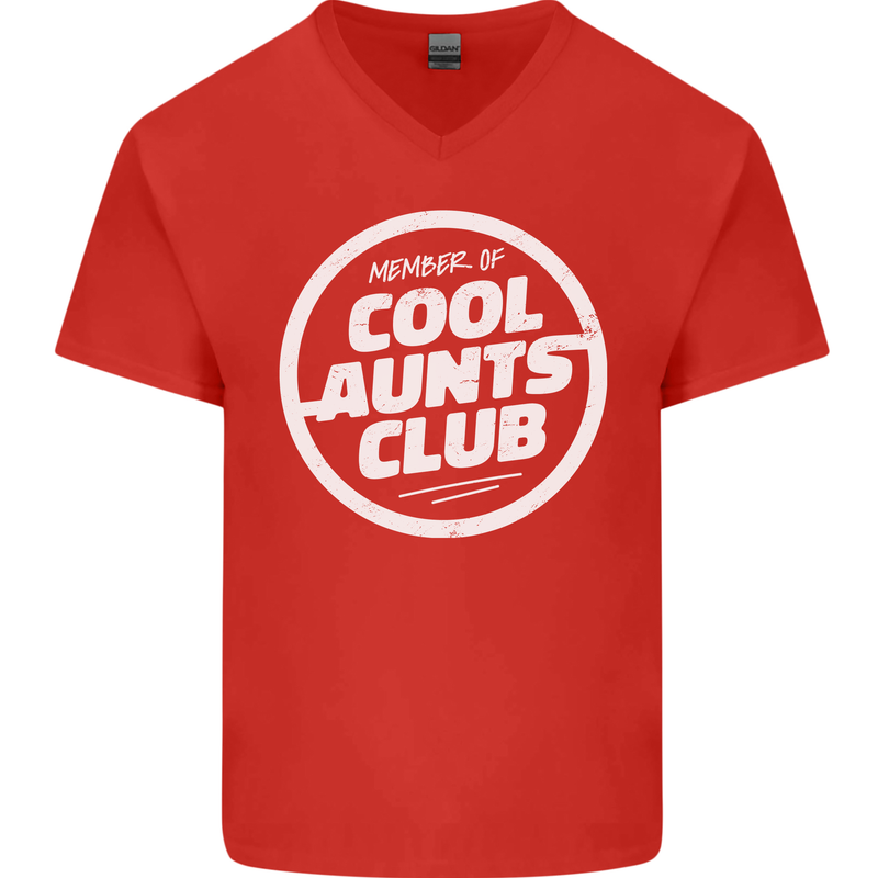 Auntie's Day Member of Cool Aunts Club Mens V-Neck Cotton T-Shirt Red
