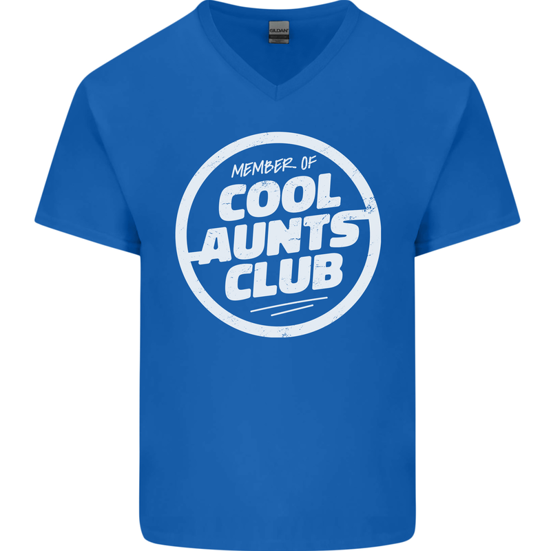 Auntie's Day Member of Cool Aunts Club Mens V-Neck Cotton T-Shirt Royal Blue