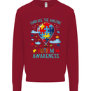 Autism Awareness Embrace Amazing Autistic Mens Sweatshirt Jumper Red