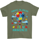Autism Awareness Embrace Amazing Autistic Mens T-Shirt Cotton Gildan Military Green
