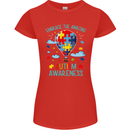 Autism Awareness Embrace Amazing Autistic Womens Petite Cut T-Shirt Red