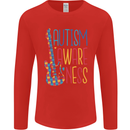 Autism Awareness Guitar Guitarist Mens Long Sleeve T-Shirt Red