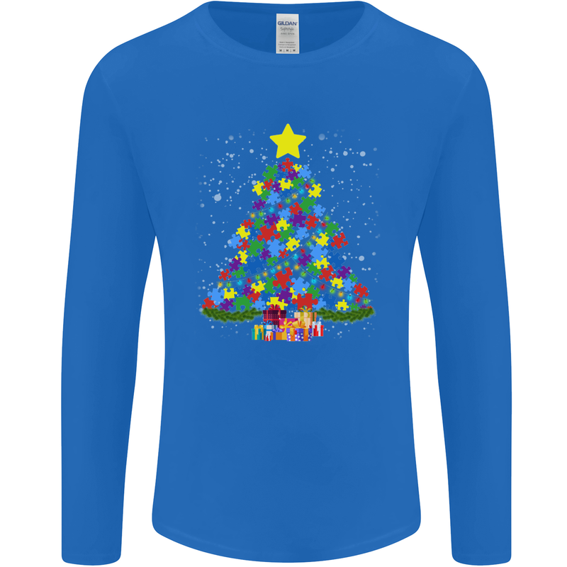 Autism Christmas Tree Autistic Awareness Mens Long Sleeve T-Shirt Royal Blue