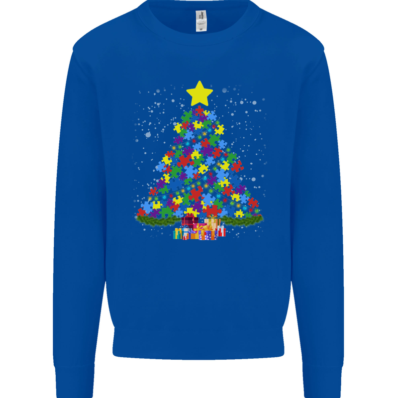 Autism Christmas Tree Autistic Awareness Mens Sweatshirt Jumper Royal Blue