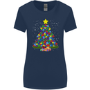 Autism Christmas Tree Autistic Awareness Womens Wider Cut T-Shirt Navy Blue