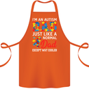 Autism Dad Autistic Fathers Day ASD Cotton Apron 100% Organic Orange