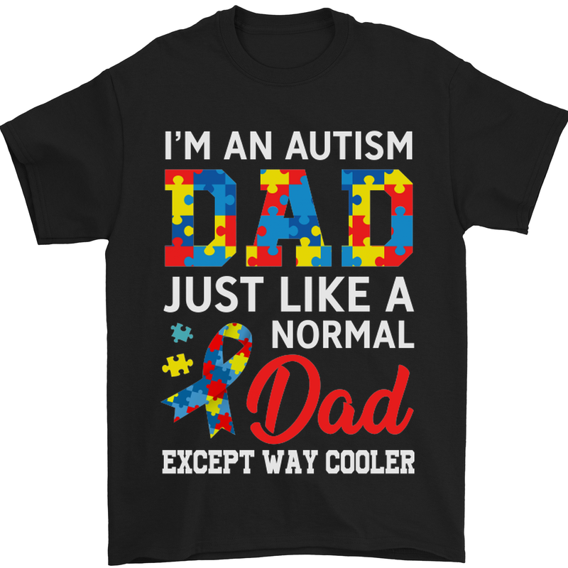 Autism Dad Autistic Fathers Day ASD Mens T-Shirt Cotton Gildan Black