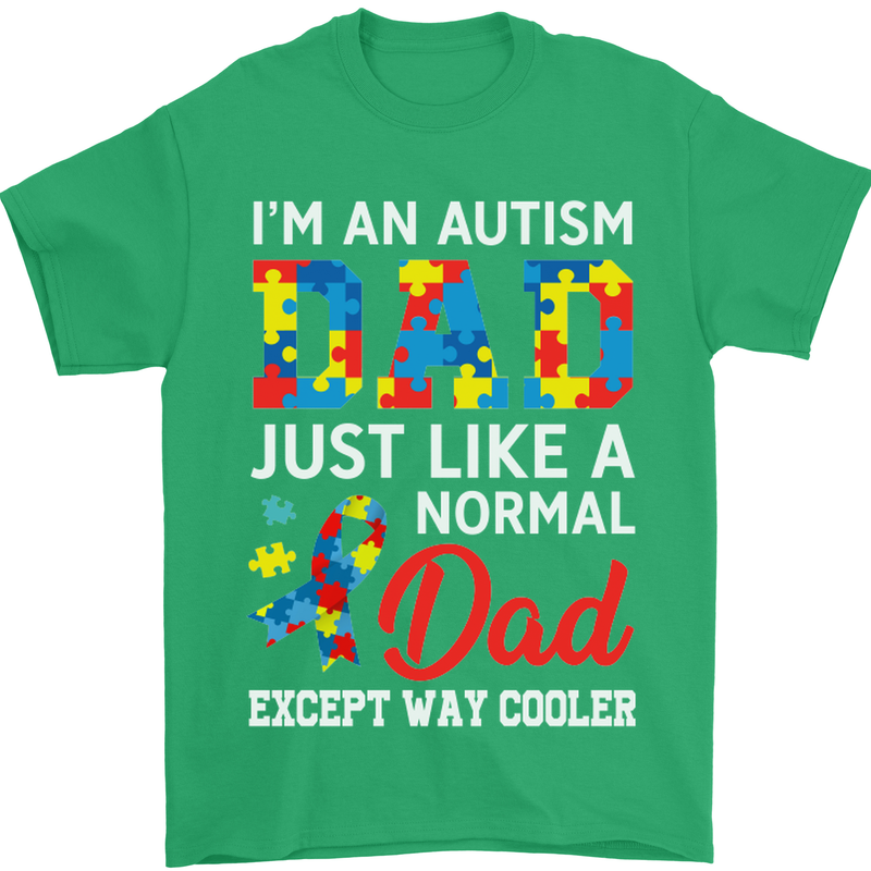 Autism Dad Autistic Fathers Day ASD Mens T-Shirt Cotton Gildan Irish Green