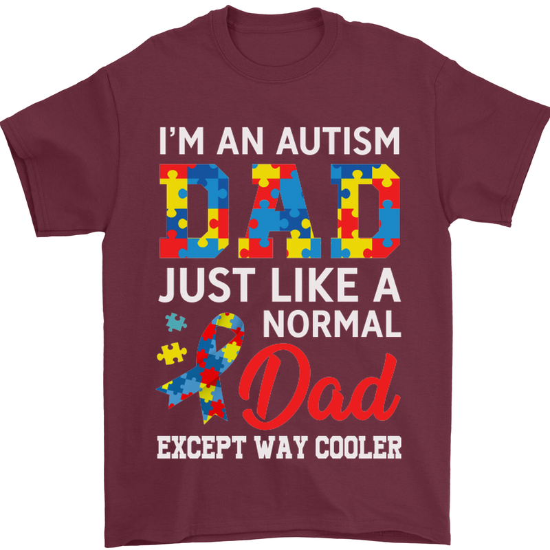 Autism Dad Autistic Fathers Day ASD Mens T-Shirt Cotton Gildan Maroon