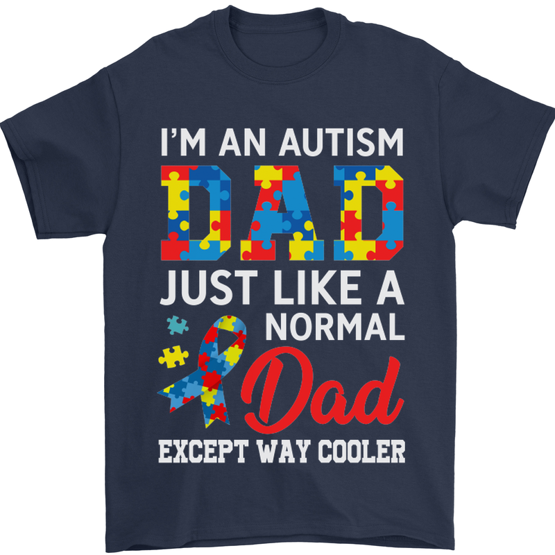Autism Dad Autistic Fathers Day ASD Mens T-Shirt Cotton Gildan Navy Blue