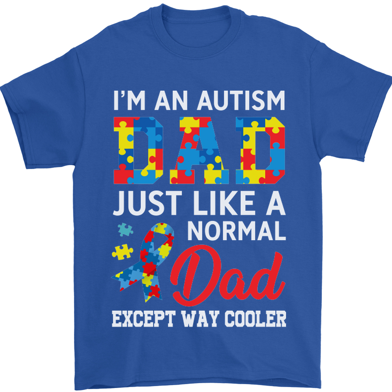 Autism Dad Autistic Fathers Day ASD Mens T-Shirt Cotton Gildan Royal Blue