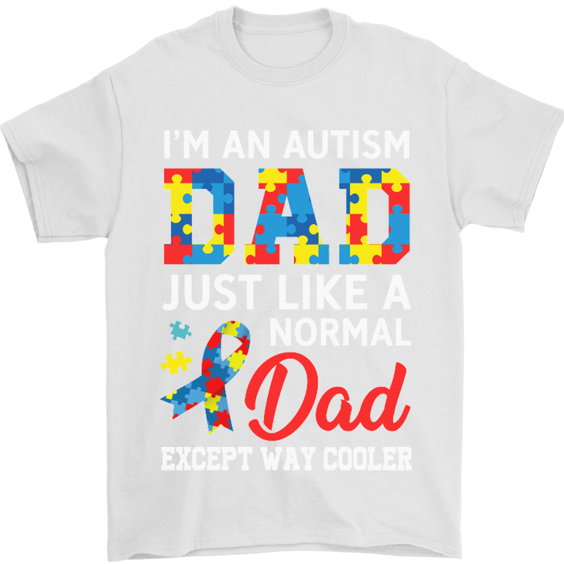 Autism Dad Autistic Fathers Day ASD Mens T-Shirt Cotton Gildan White