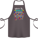 Autism Grandpa Sees Love Strength Autistic Cotton Apron 100% Organic Dark Grey