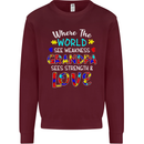 Autism Grandpa Sees Love Strength Autistic Mens Sweatshirt Jumper Maroon