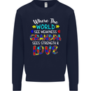 Autism Grandpa Sees Love Strength Autistic Mens Sweatshirt Jumper Navy Blue
