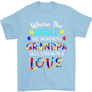 Autism Grandpa Sees Love Strength Autistic Mens T-Shirt Cotton Gildan Light Blue