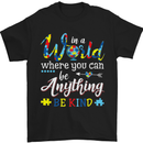 Autism In a World Be Kind Autistic ASD Mens T-Shirt Cotton Gildan Black
