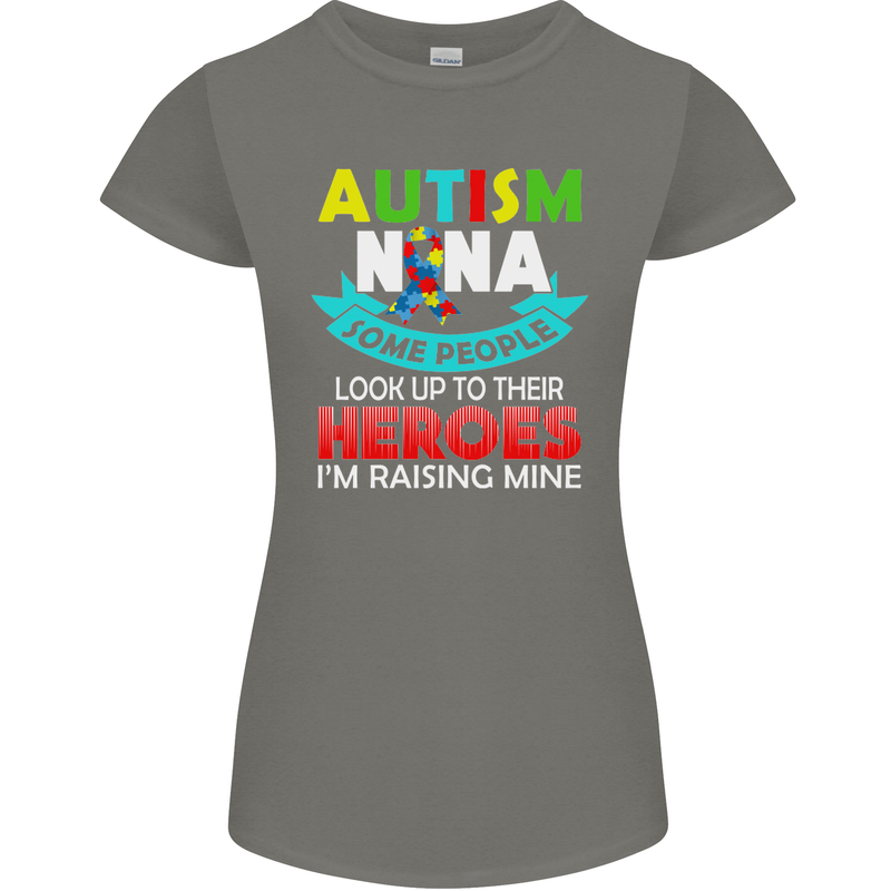 Autism Nana Grandparents Autistic ASD Womens Petite Cut T-Shirt Charcoal