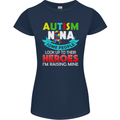 Autism Nana Grandparents Autistic ASD Womens Petite Cut T-Shirt Navy Blue