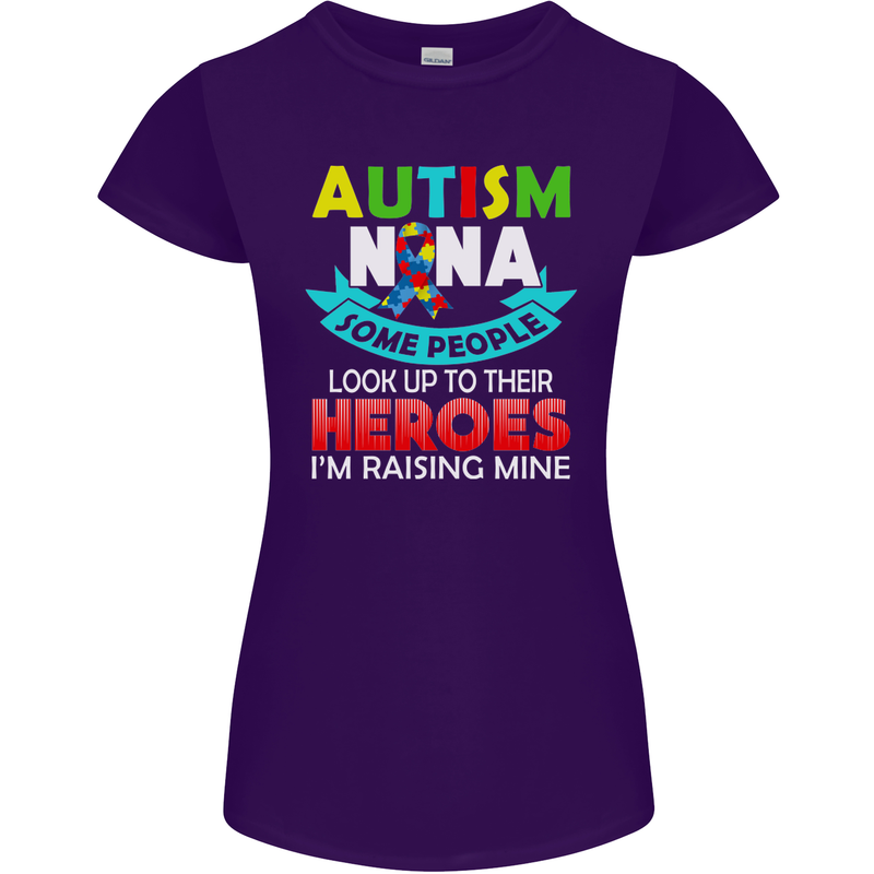 Autism Nana Grandparents Autistic ASD Womens Petite Cut T-Shirt Purple