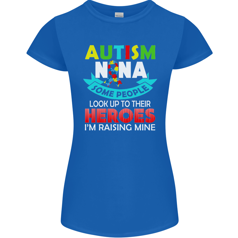Autism Nana Grandparents Autistic ASD Womens Petite Cut T-Shirt Royal Blue