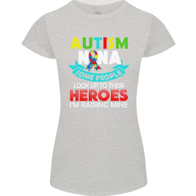 Autism Nana Grandparents Autistic ASD Womens Petite Cut T-Shirt Sports Grey