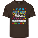 Autism Ribbon For My Granddaughter Autistic Mens Cotton T-Shirt Tee Top Dark Chocolate