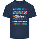 Autism Ribbon For My Granddaughter Autistic Mens Cotton T-Shirt Tee Top Navy Blue
